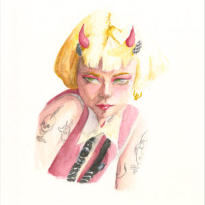High-quality print of ArtJay's watercolor piece titled "Golden Locks"